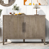 47.2-Inch Farmhouse Sideboard with Ash Veneer and 2 Doors, Retro Buffet with 3-Tier Shelves and Adjustable Feet, Minimalist Wooden Storage Cabinet with Iron Handles for Living Room, Kitchen